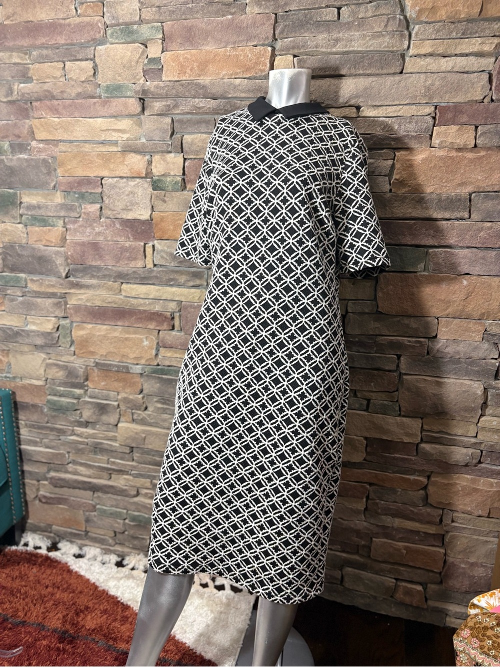 long tall sally Black & White Lattice Midi Dress